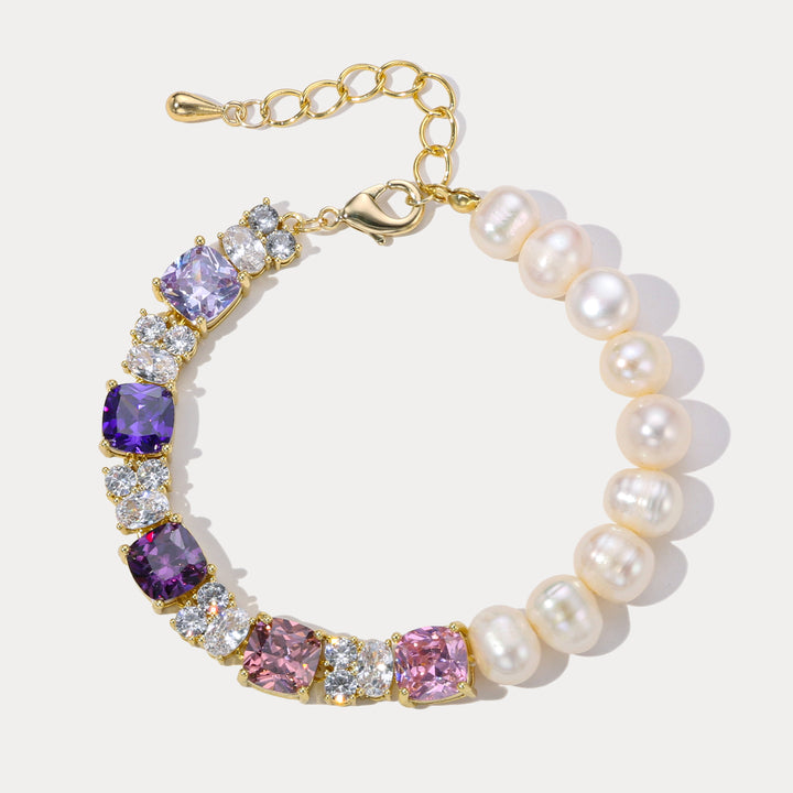 Colorful Gemstone Pearl Bracelet