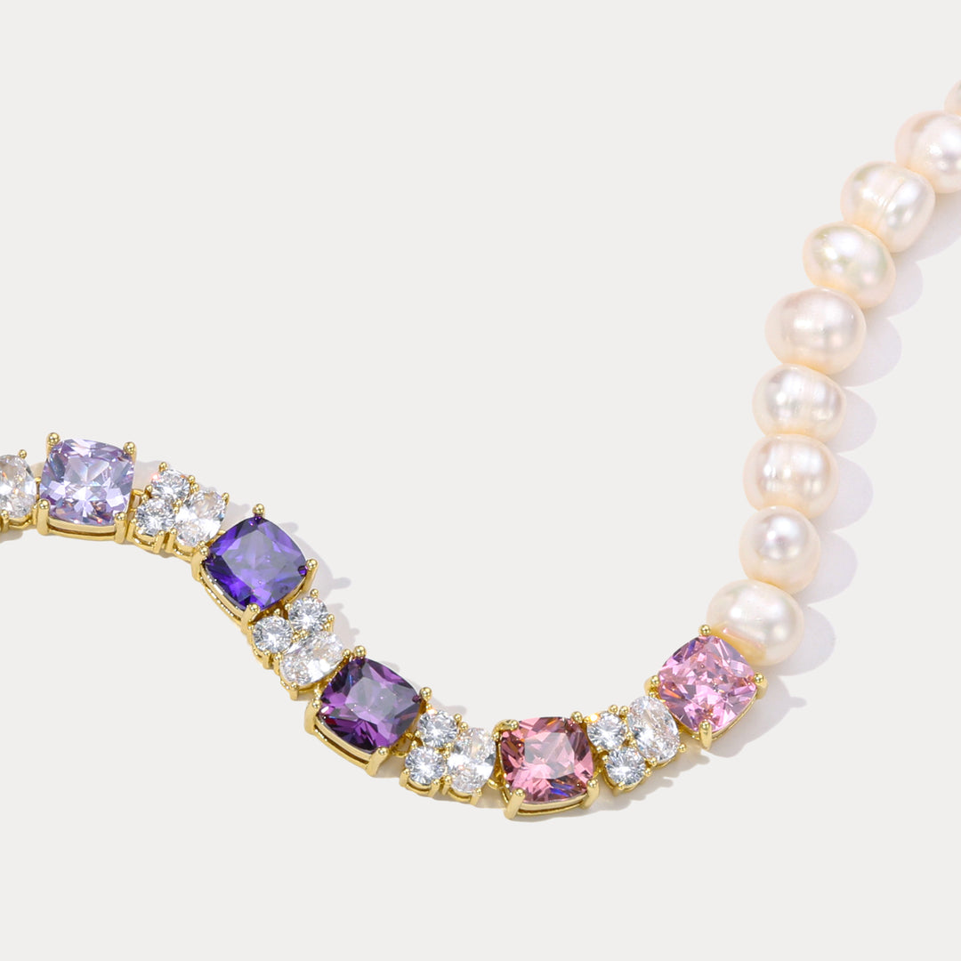 Colorful Gemstone Pearl Bracelet