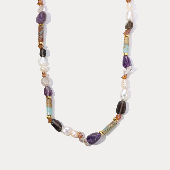 Boho Natural Stone Pearl Beaded Necklace