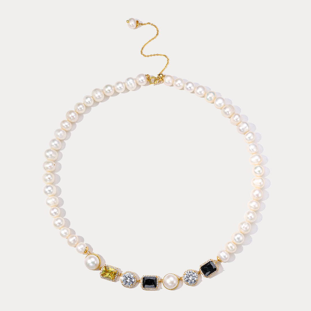 Colorful Gemstone Pearl Necklace