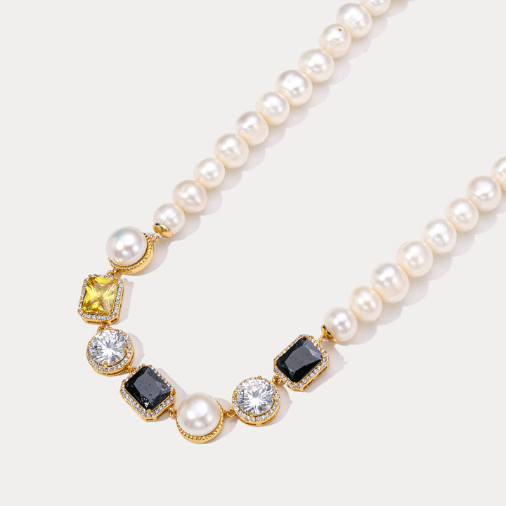 Colorful Gemstone Pearl Necklace