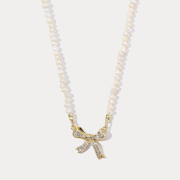 Bow Charm Freshwater Pearl Necklace