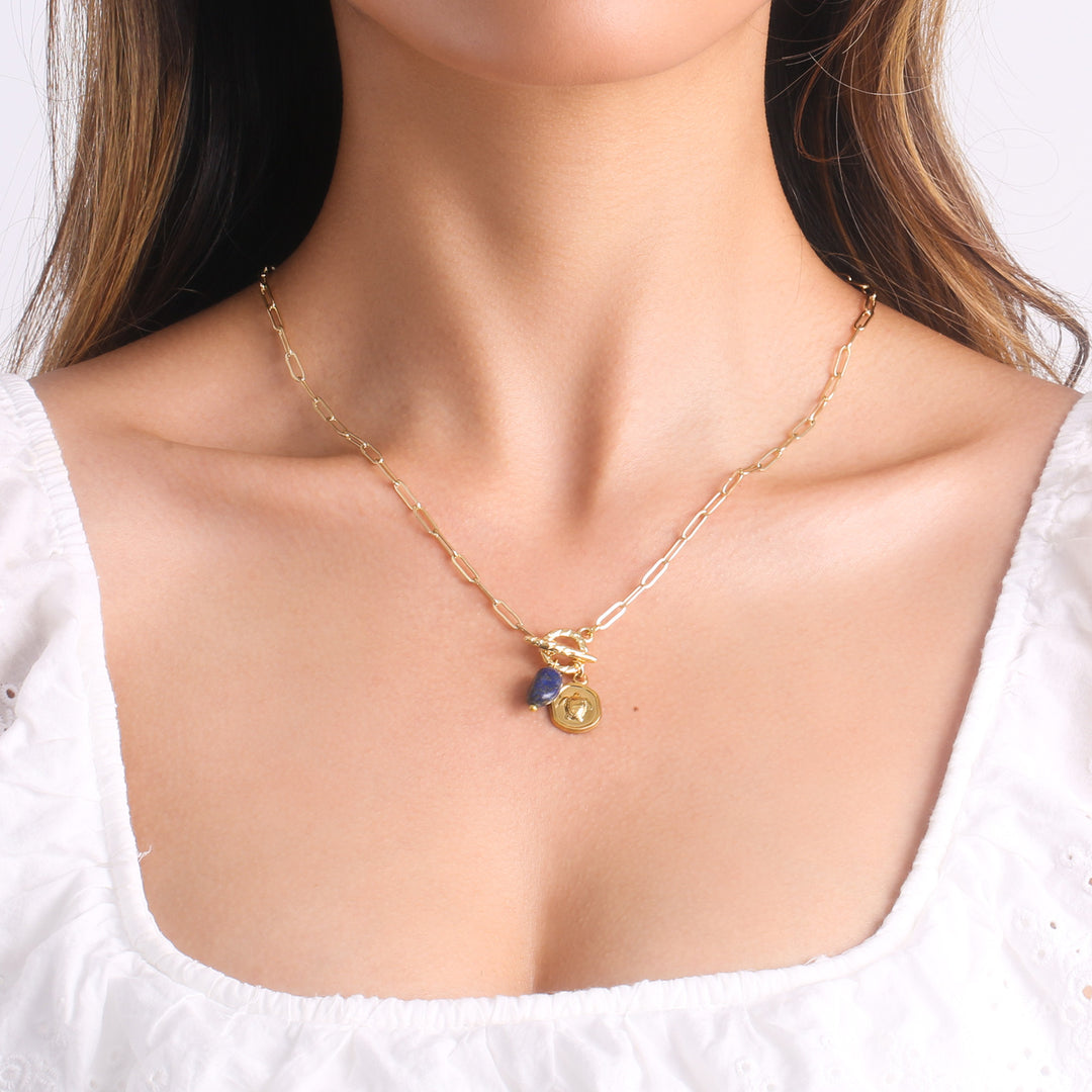 Cable Chain Turtle Coin Necklace