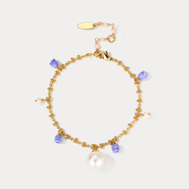 Selenichast Enamel Lily of The Valley Pearl Bracelet