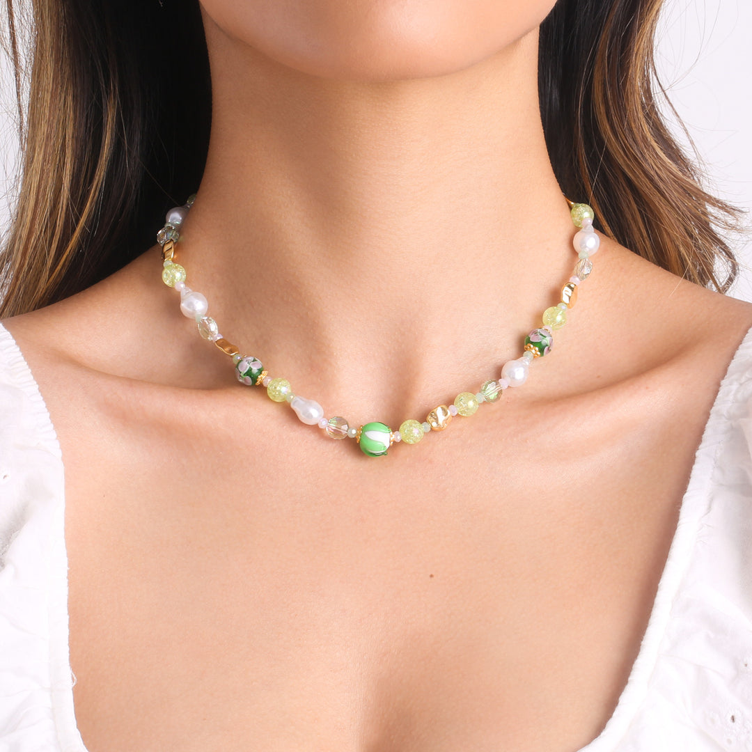 Lotus Pearl Beaded Necklace