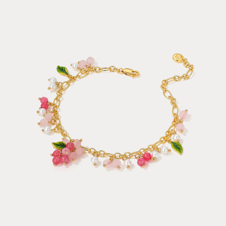 Pink Berry Gold Charm Bracelet Selenichast 