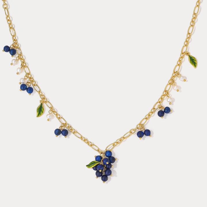Blueberry Gold Charm Necklace