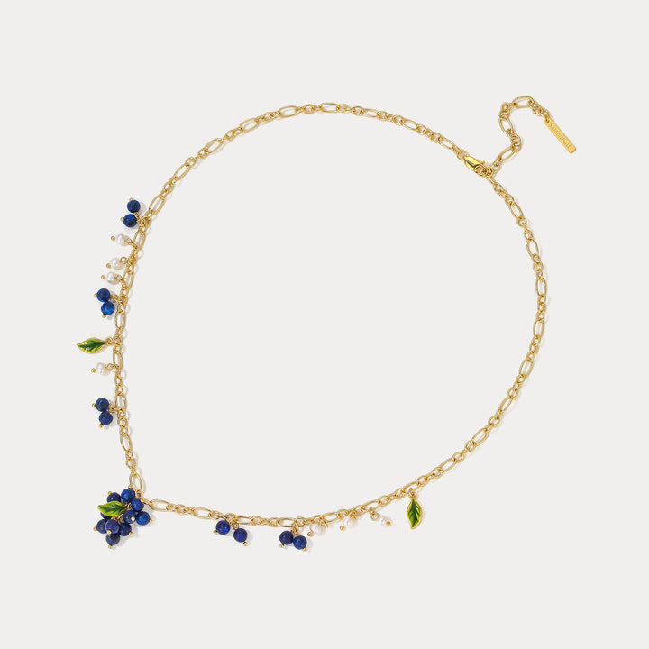 Selenichast Gold Charm Necklace Blueberry Jewelry
