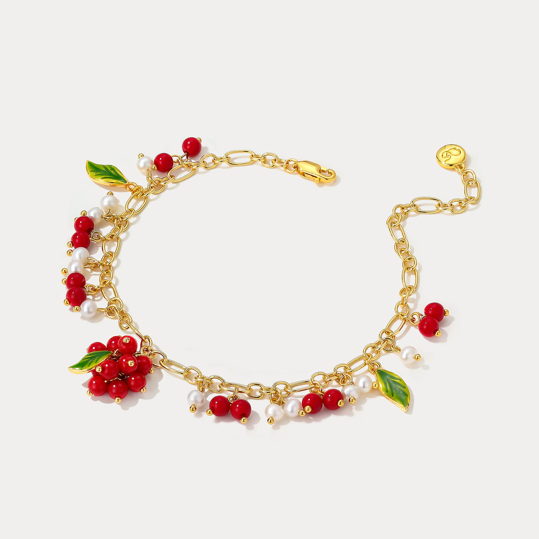 Cranberry Gold Charm Bracelet Selenichast 