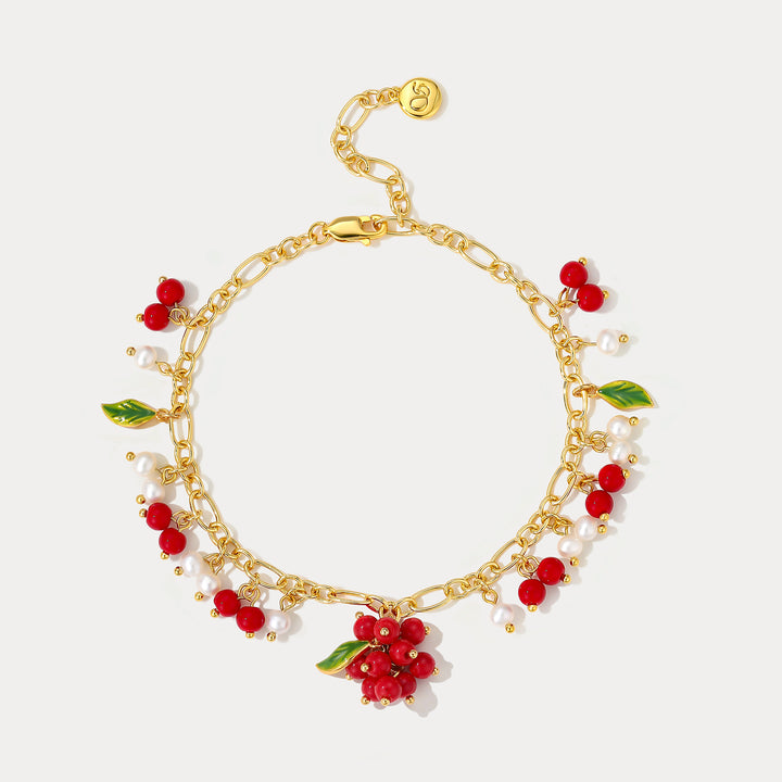 Selenichast Cranberry Gold Charm Bracelet