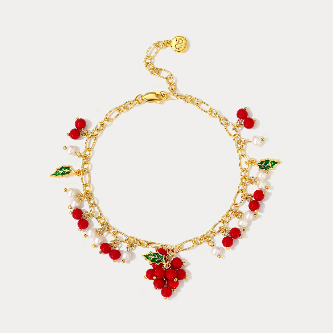 Selenichast Cranberry Gold Charm Bracelet