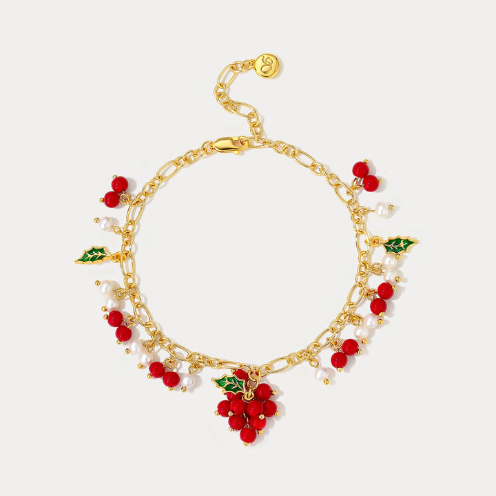 Selenichast Cranberry Gold Charm Bracelet