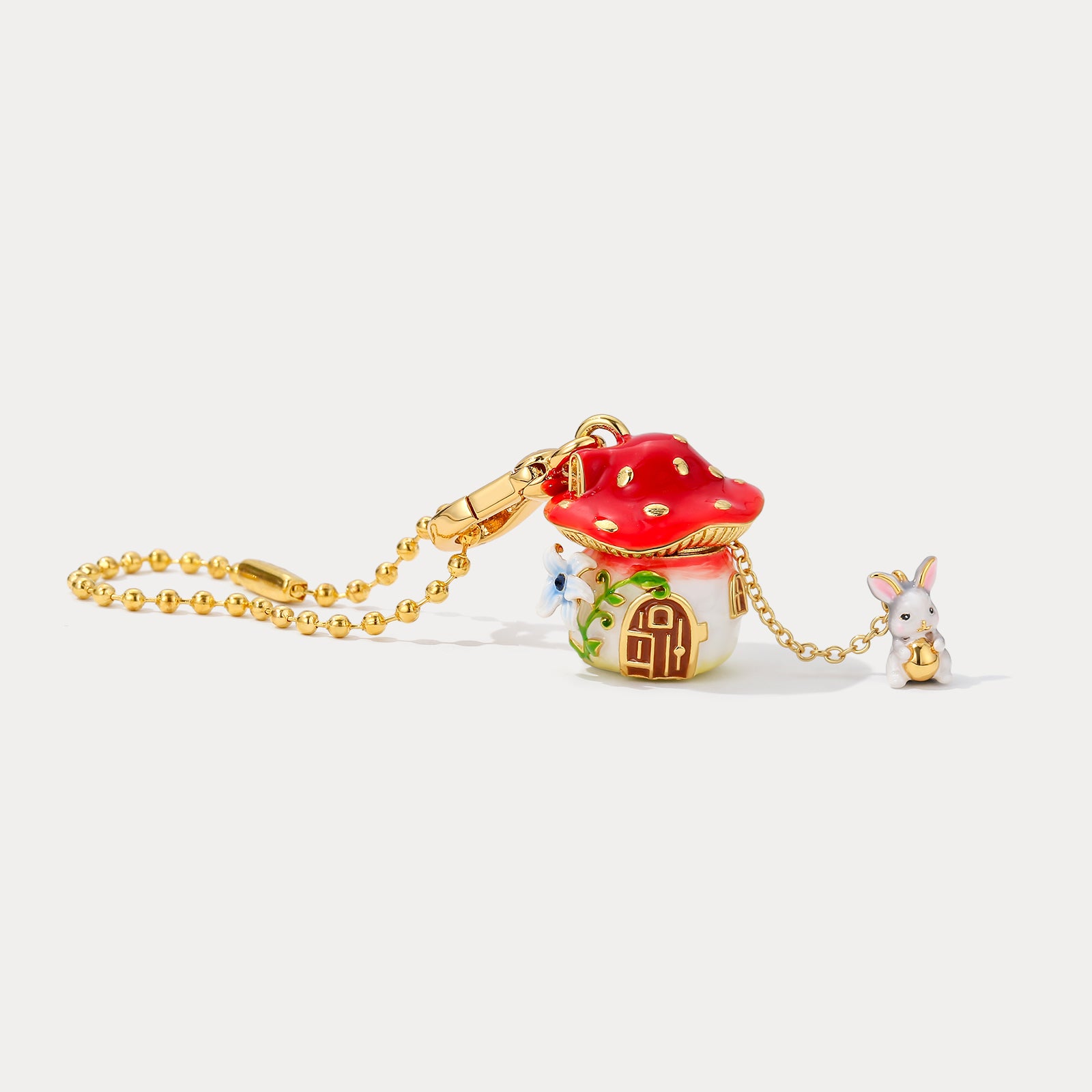 Selenichast Rabbit Mushroom Locket Necklace Dainty jewelry