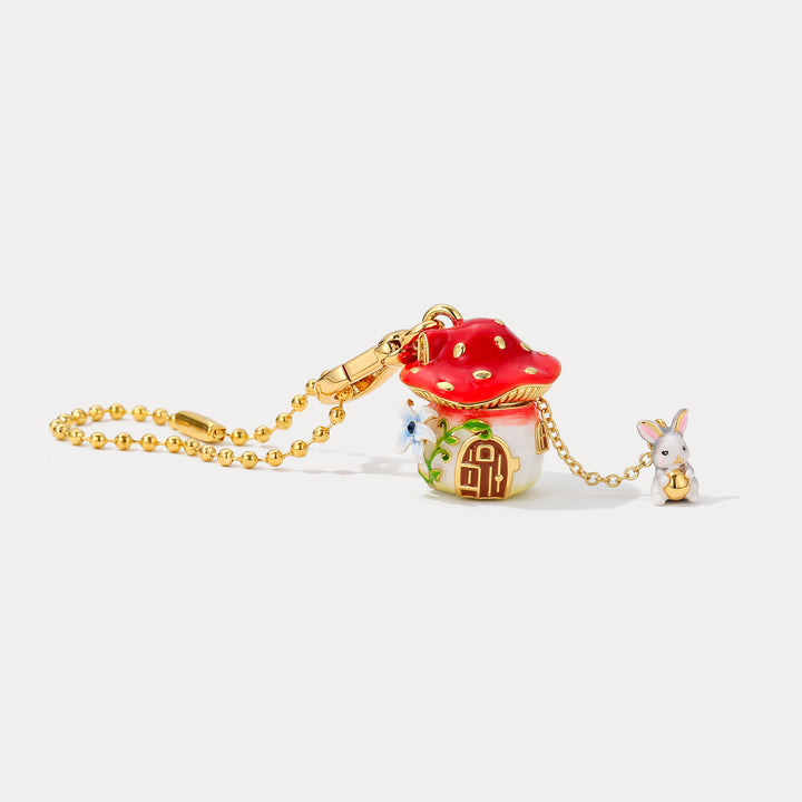 Selenichast Rabbit Mushroom Locket Necklace Dainty jewelry