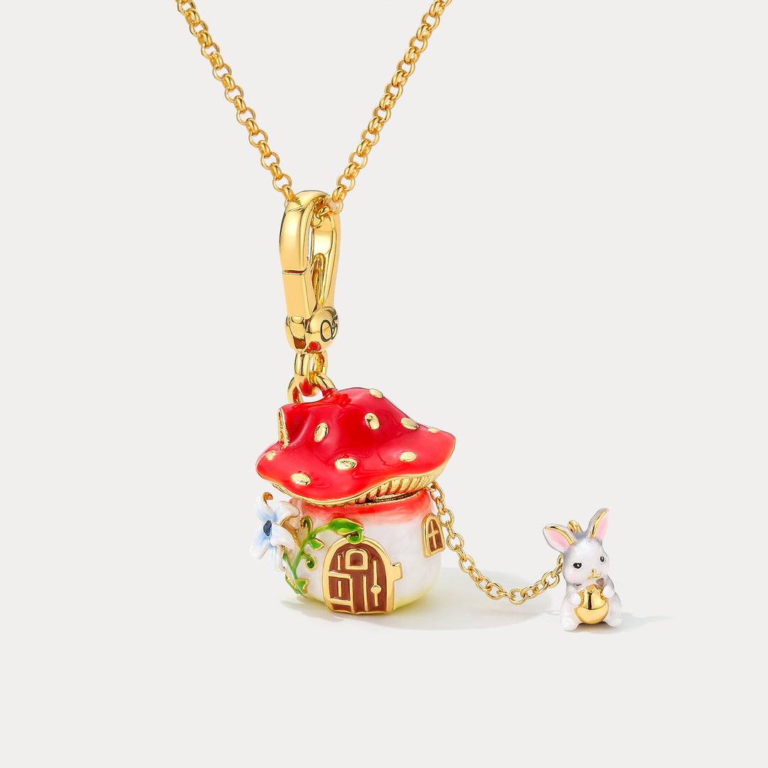 Selenichast Rabbit Mushroom Locket Necklace