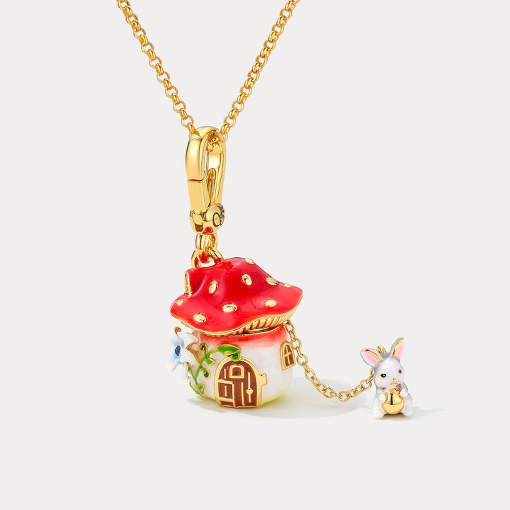 Selenichast Rabbit Mushroom Locket Necklace