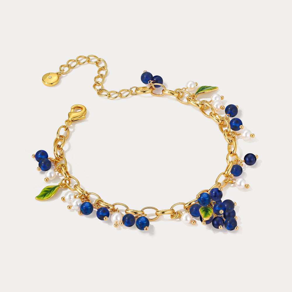 Selenichast Blueberry Gold Charm Bracelet Summer Gifts