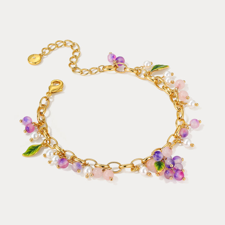 Selenichast Grape Gold Charm Bracelet 18K Gold Jewelry