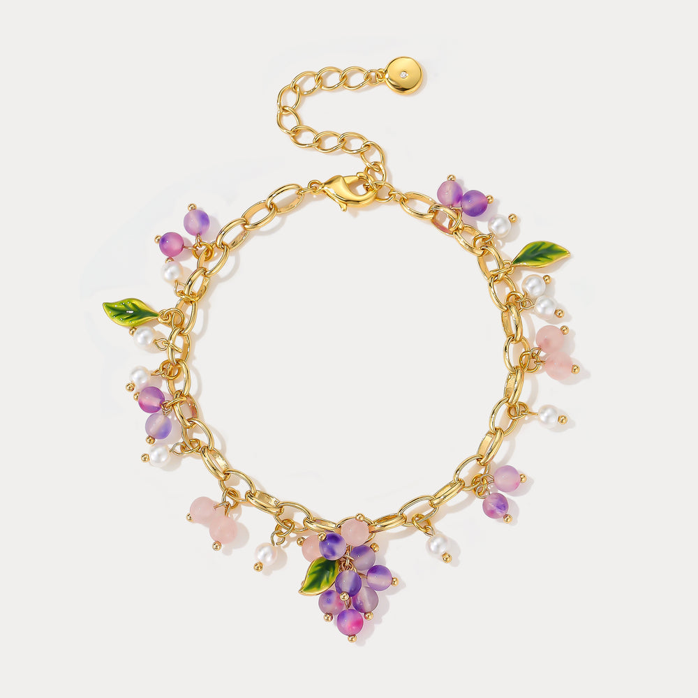Selenichast Grape Gold Charm Bracelet