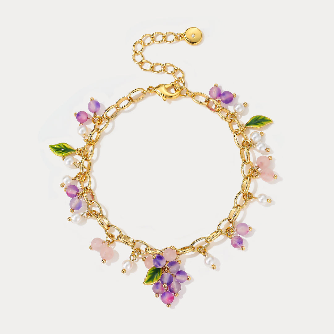 Selenichast Grape Gold Charm Bracelet