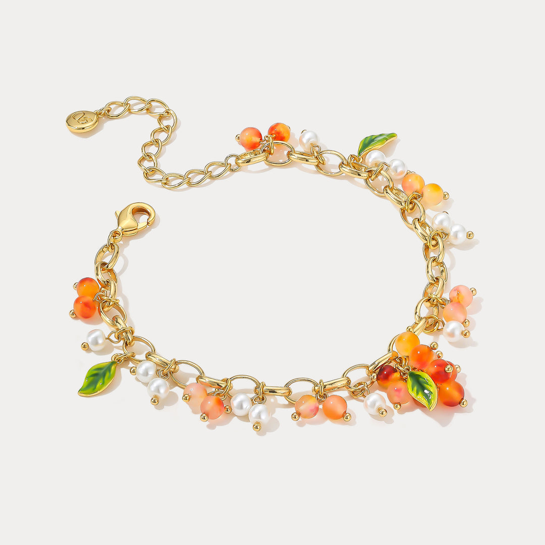 Selenichast Orange Berry Gold Charm Bracelet Summer Gifts