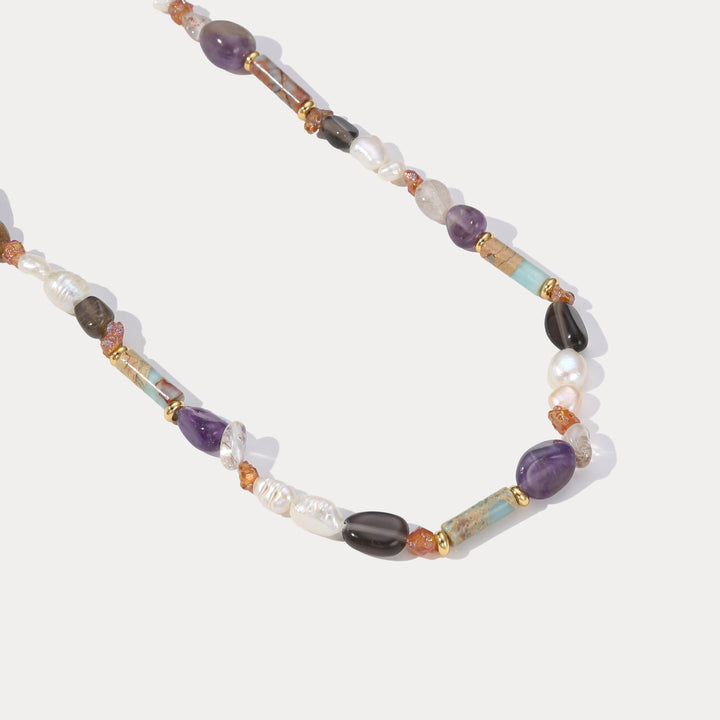 Boho Natural Stone Pearl Beaded Necklace