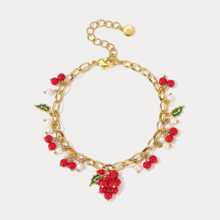 Selenichast Cranberry Gold Charm Bracelet