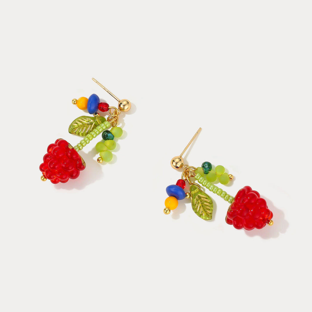 Selenichast Raspberry Beaded Earrings Summer Gifts