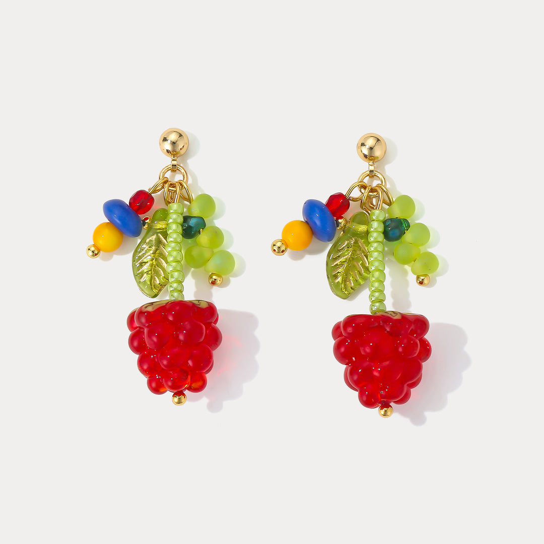 Selenichast Raspberry Beaded Earrings