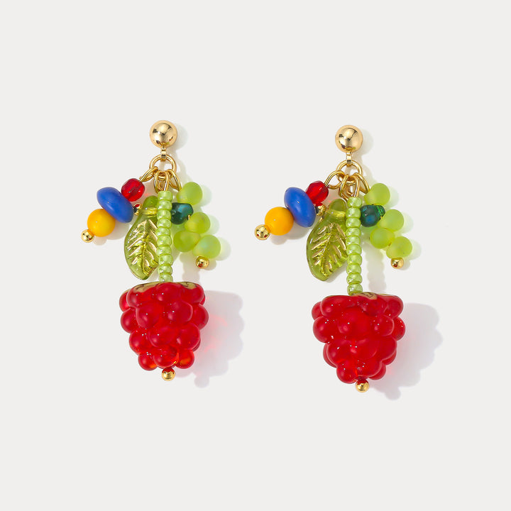 Selenichast Raspberry Beaded Earrings