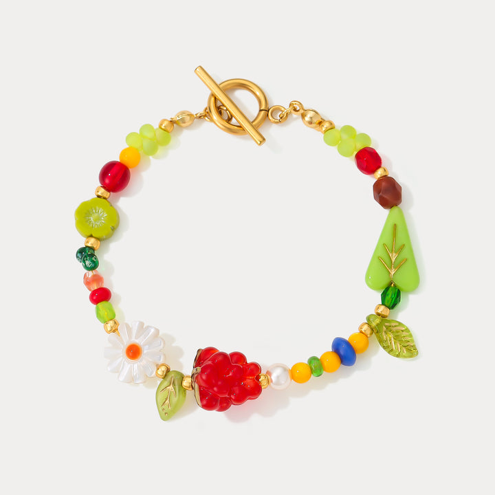 Selenichast Raspberry Colorful Beaded Bracelet