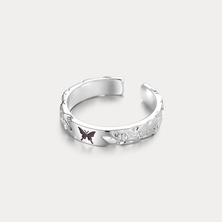Butterfly Silver Band Ring Selenichast 