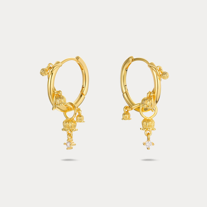 Selenichast Gold Lily of the Valley Huggie Earrings