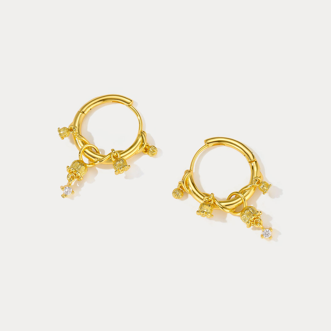 Selenichast Gold Lily of the Valley Huggie Earrings