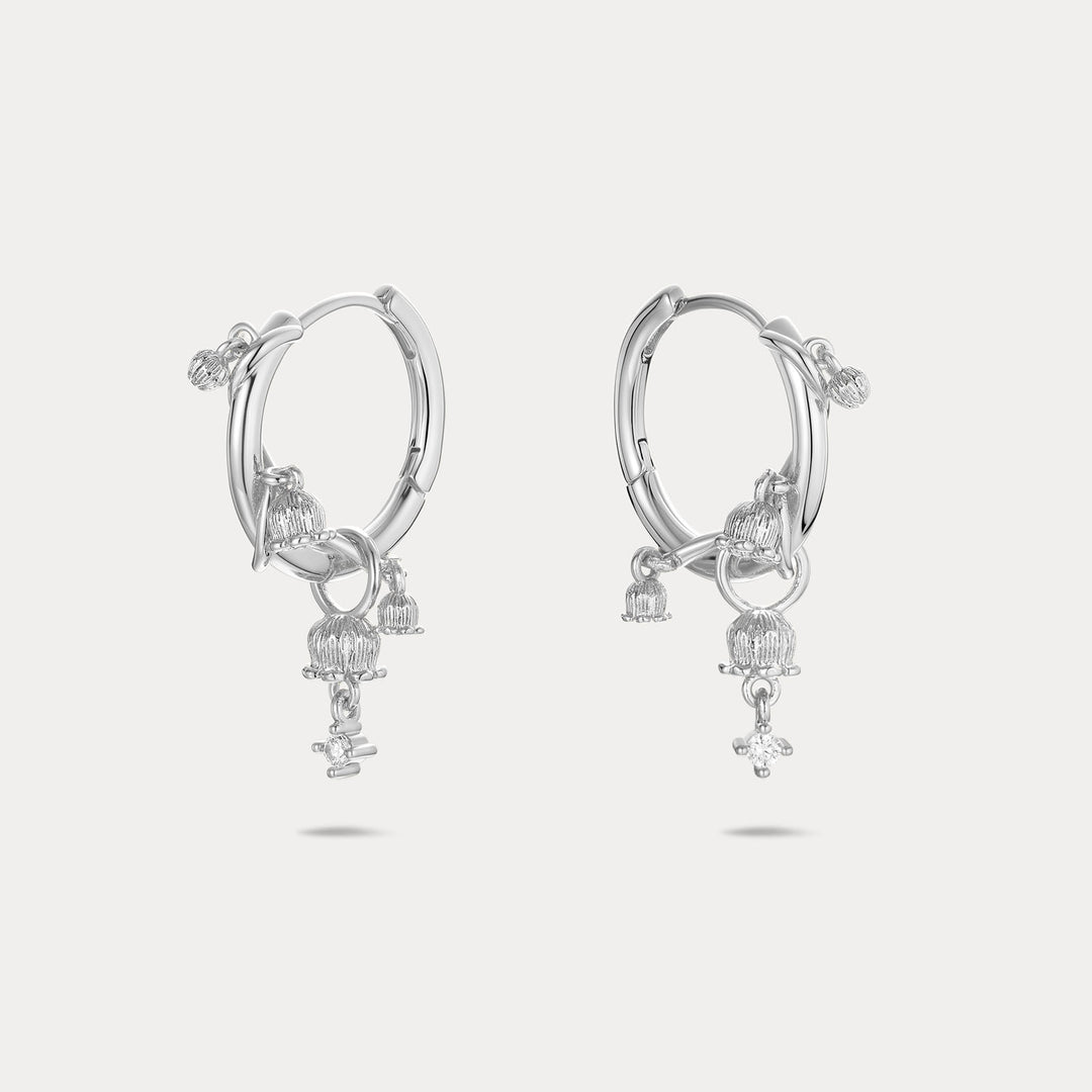 Selenichast Silver Lily of the Valley Huggie Earrings