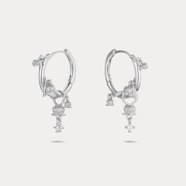 Selenichast Silver Lily of the Valley Huggie Earrings