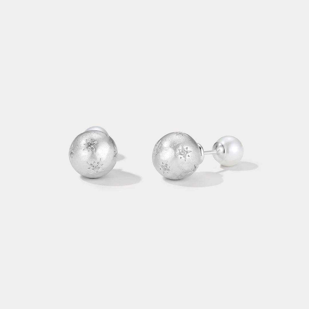 Selenichast Star Pearl Ball Earrings 