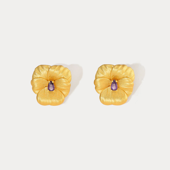Selenichast Gold Pansy Earrings