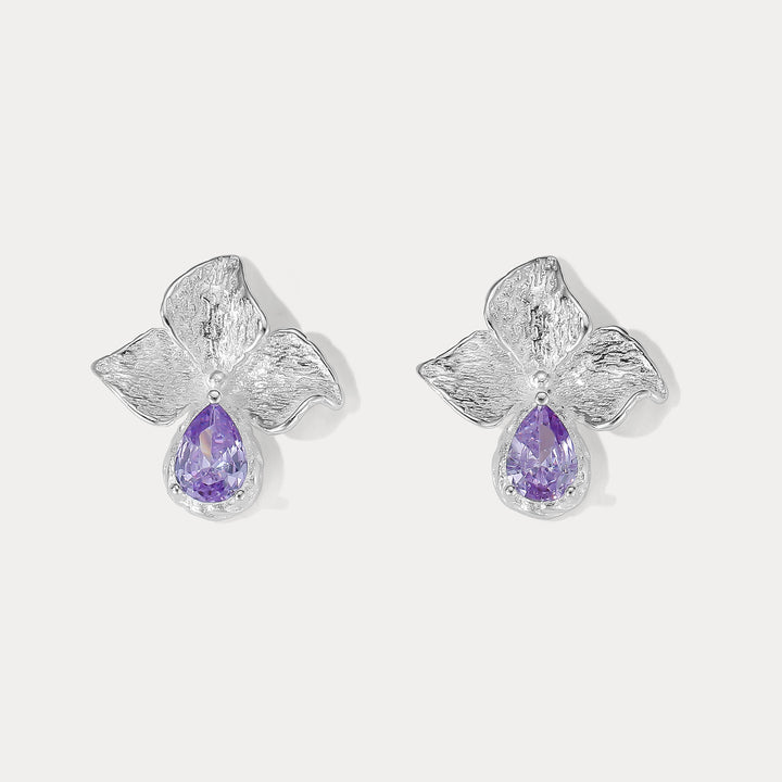 Amethyst Flower Earrings