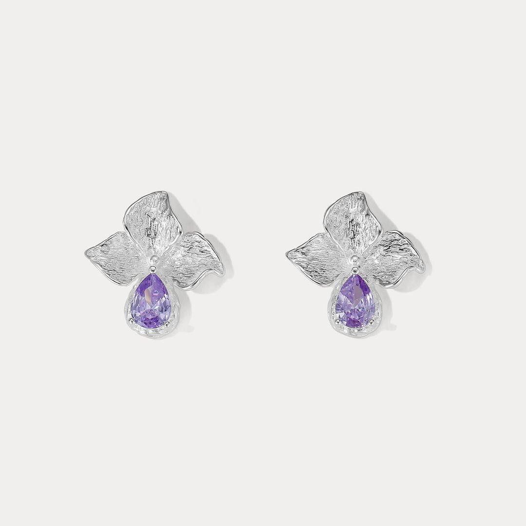 Selenichast Amethyst Flower Earrings