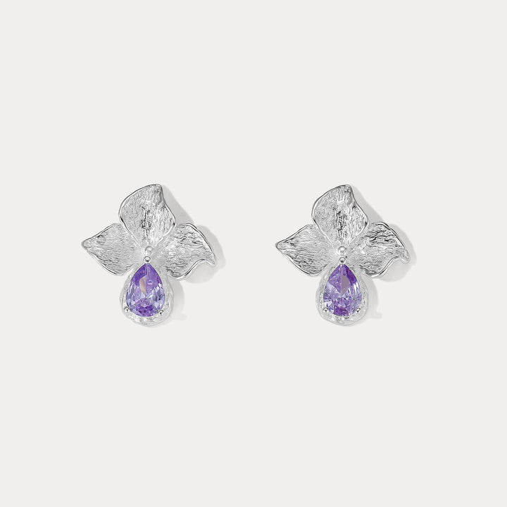 Selenichast Amethyst Flower Earrings