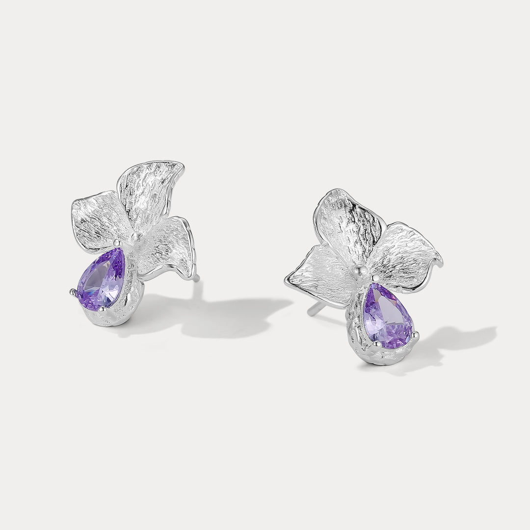 Amethyst Flower Earrings