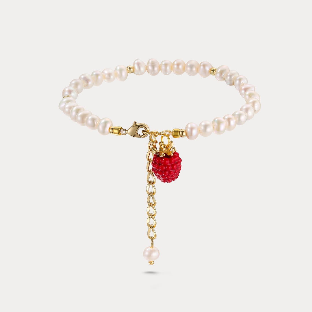 Selenichast Raspberry Pearl Bracelet Summer Gifts for her