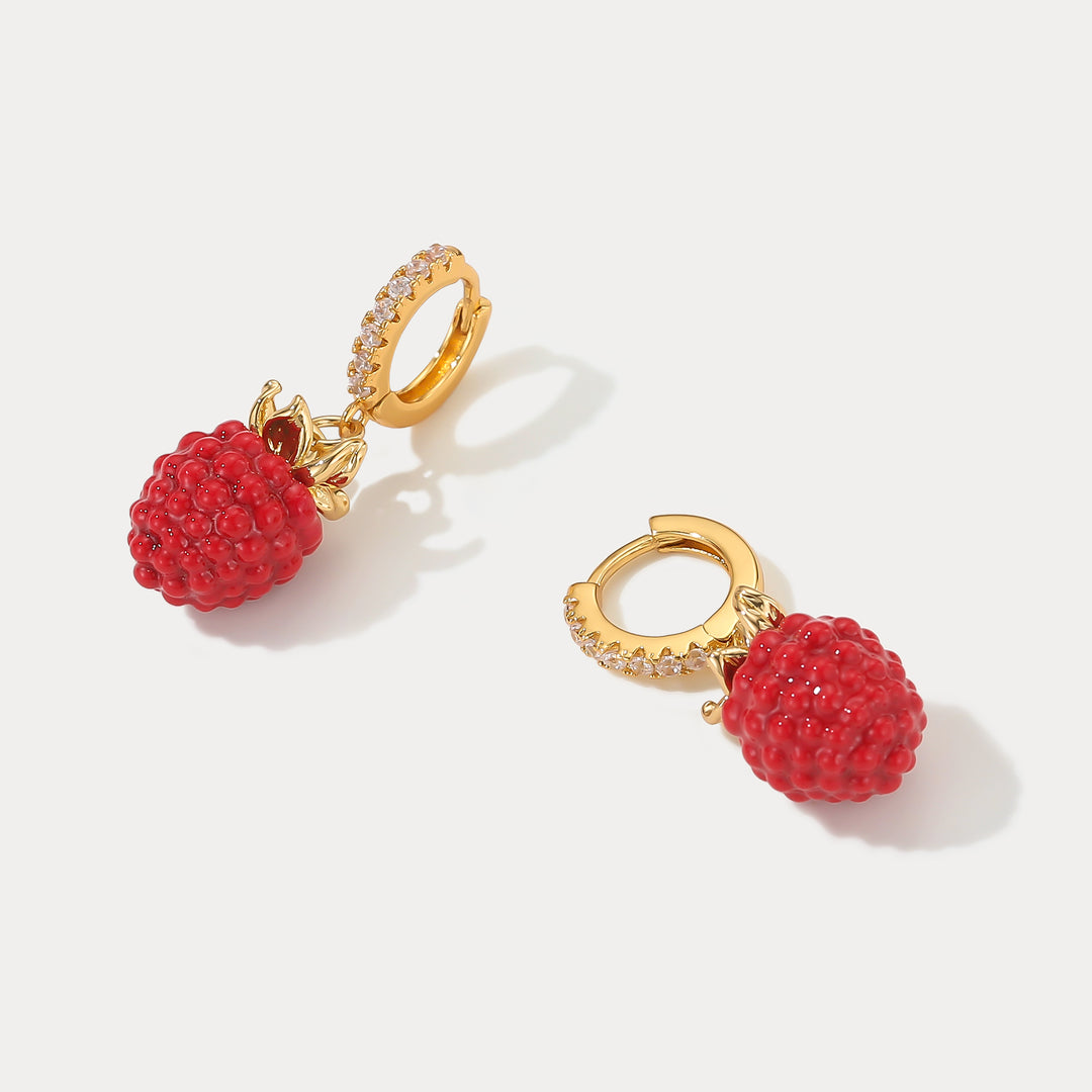 Selenichast Raspberry Hoop Earrings Summer Gifts for Her