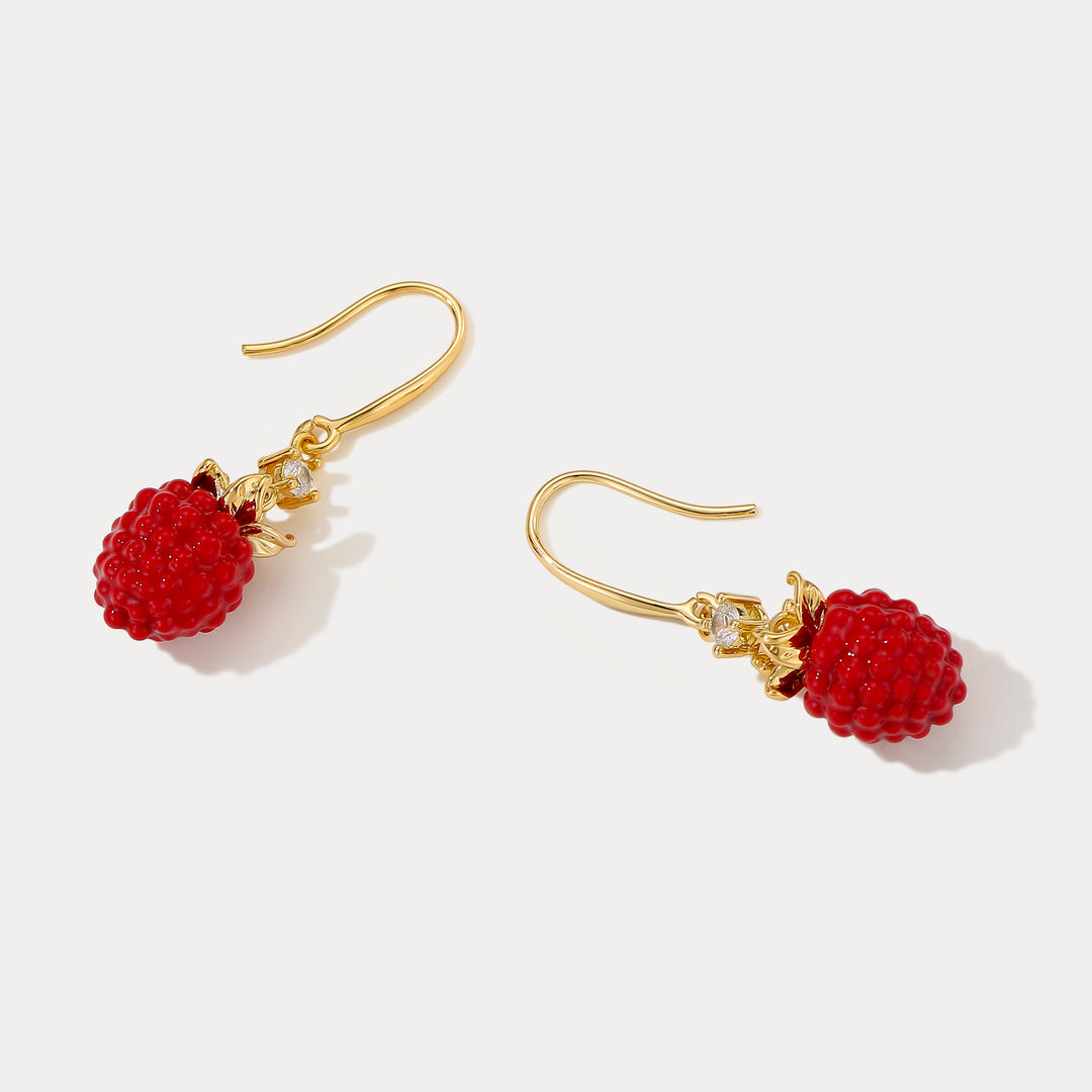 Selenichast Raspberry Earrings Enamel jewelry