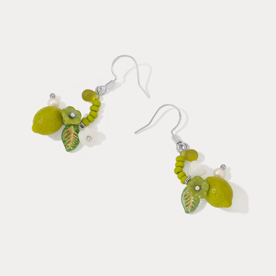 Selenichast Lemon Beaded Earrings Summer Gifts for Her