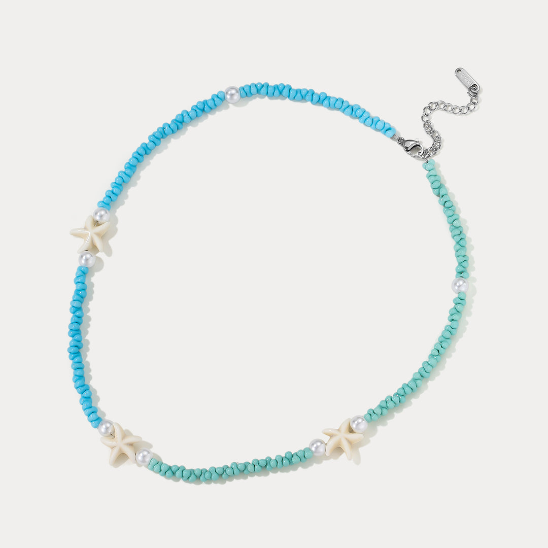 Selenichast Starfish Beaded Necklace Starfish Jewelry