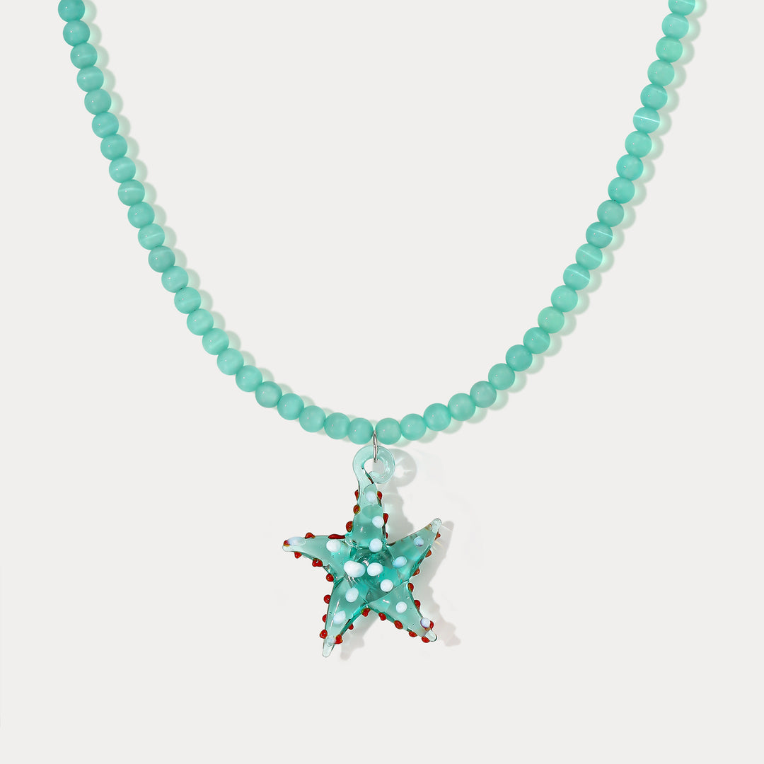Selenichast Starfish Beaded Pendant Necklace