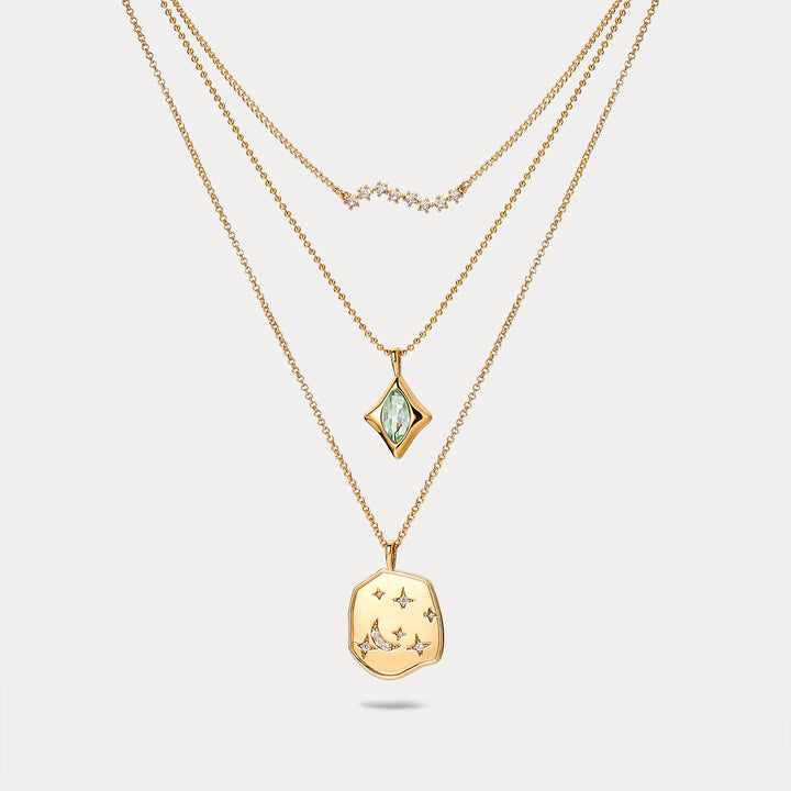 Selenichast Moon Star Layered Necklace