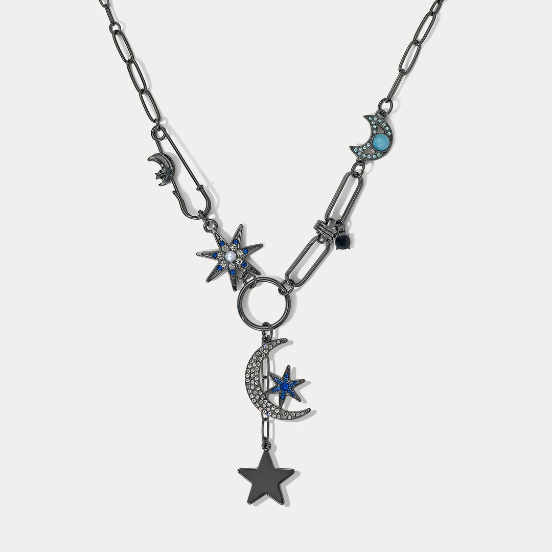 Moon Star Lariat Necklace Selenichast Y Necklace